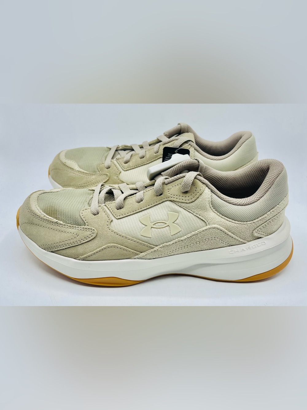 Under Armour UA Charged Edge Suede Shoes Mens 10 Tan Beige Sneakers 3027731-201